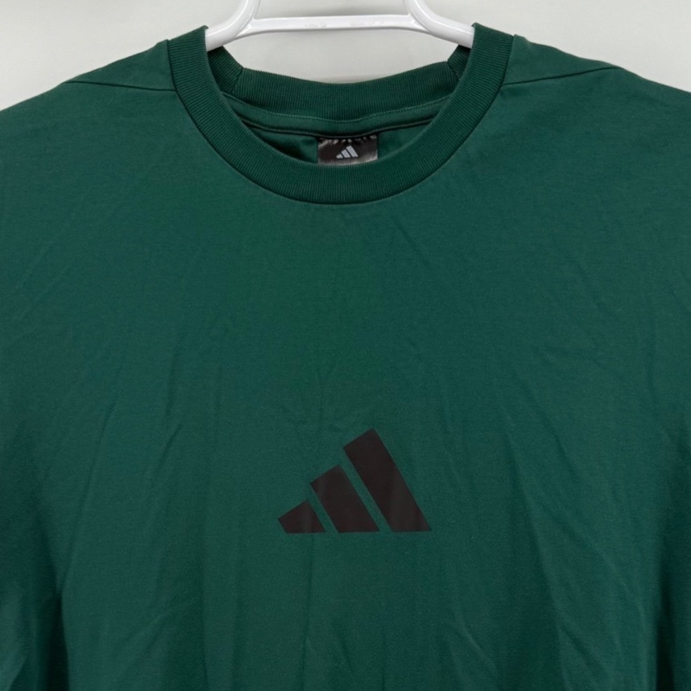 Adidas Mens Large Forest Green 3-Bar Logo Graphic Short Sleeve Crew Neck T-Shirt